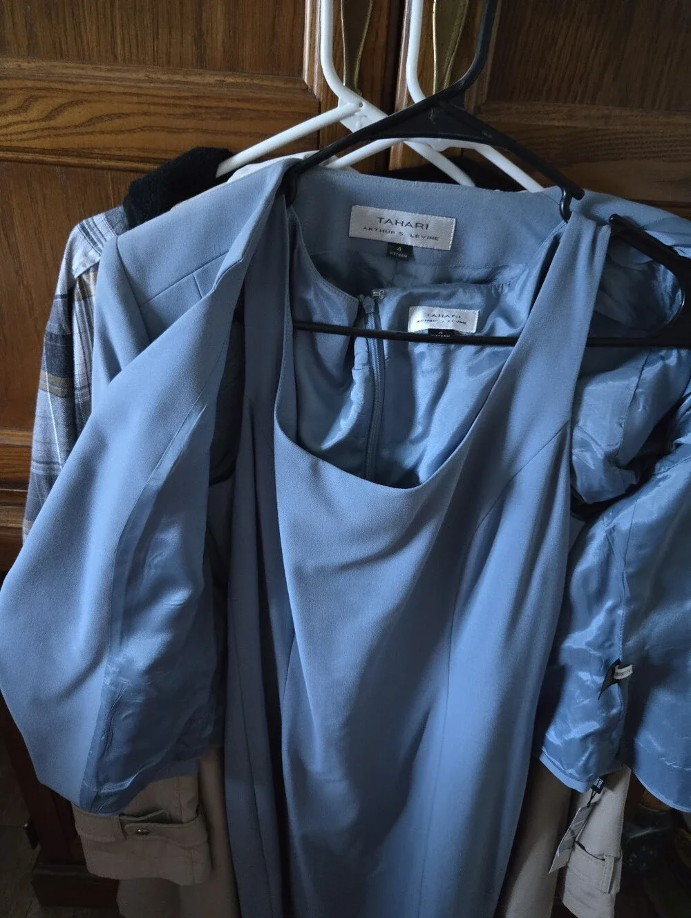 Tahari ASL Soft Blue Women's Jacket and Dress Set